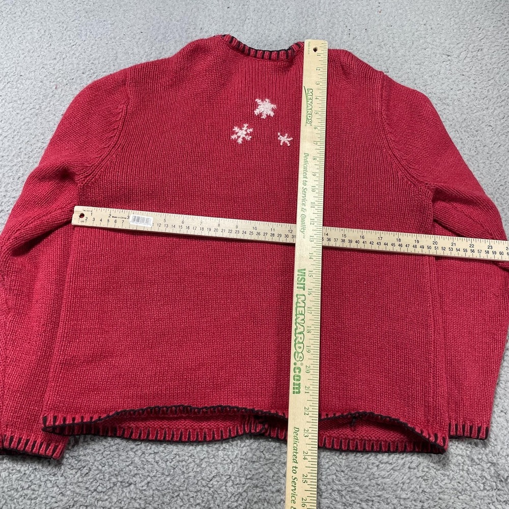 Croft & Barrow Sweater Womens Medium Red Snowman Christmas Cardigan Holiday - Picture 6 of 9